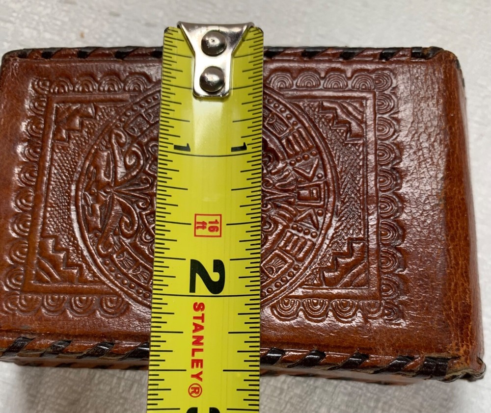 Vintage Hand Tooled Leather Cigarette Case Made In Mexico Lipstick Case