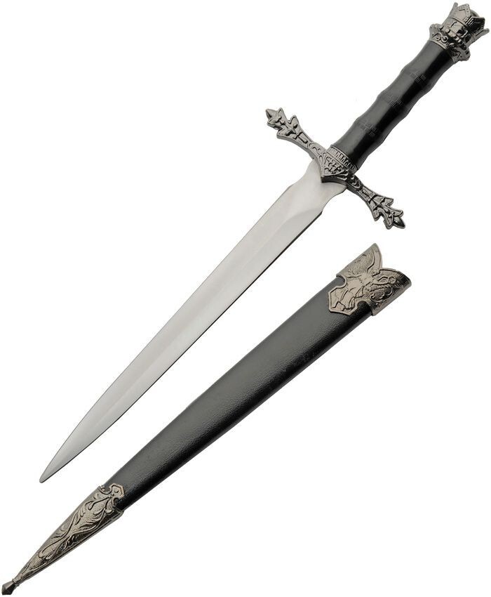 Medieval Crown Fixed Knife 8" Satin Finish Stainless Dagger Blade ABS Handle