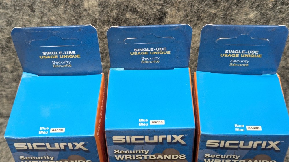 🔥300 New🔥 SICURIX Sequentially Numbered Security Wristbands, 3/4", Blue