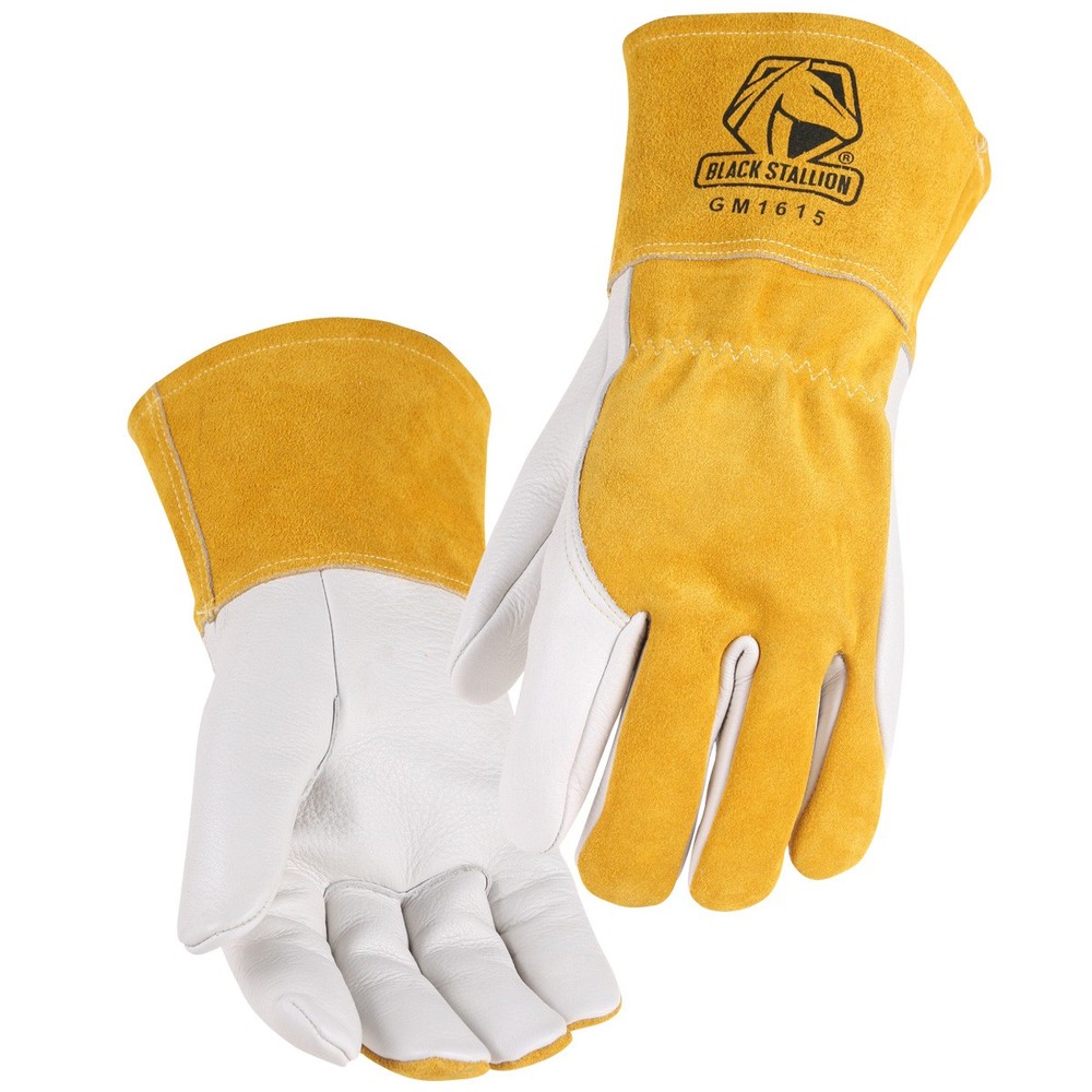 Black Stallion GM1615-WT Cowhide MIG Gloves with Side Padding, 2X-Large