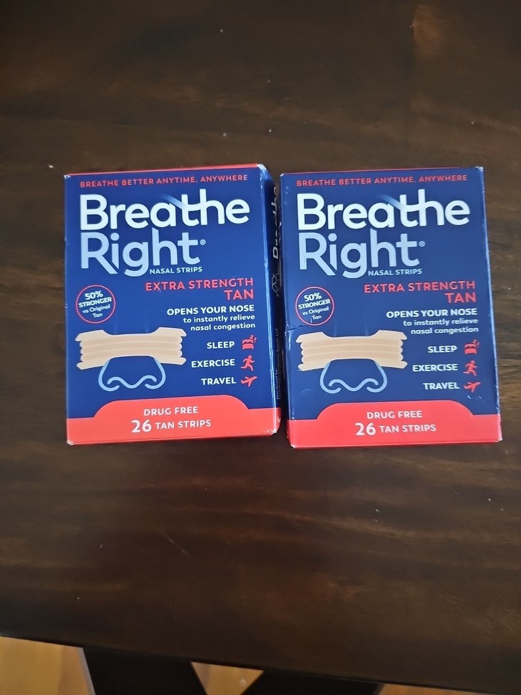 2 Boxes Breathe Right Extra Strength Nasal Strips Opens Your Nose Tan Strips(S1)