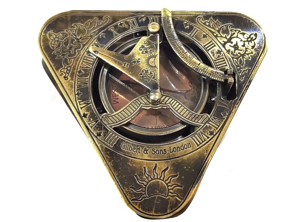 Brass Sundial compass Trangular compass - sundial transit compass