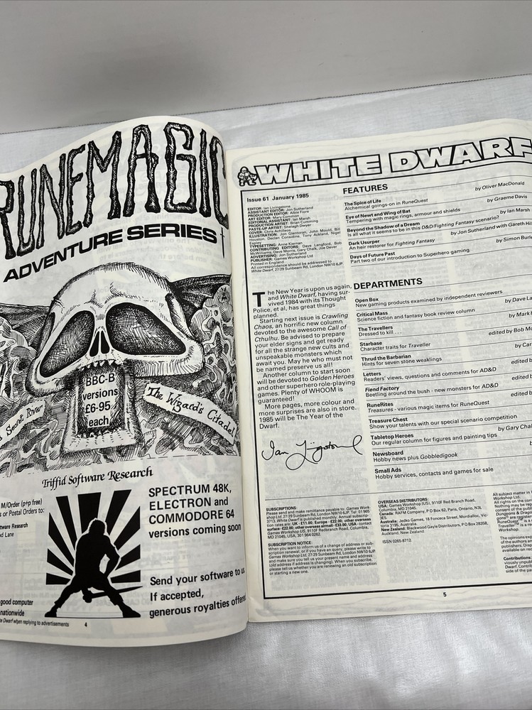 White Dwarf Magazine Issue 61 January 1985 Games Workshop