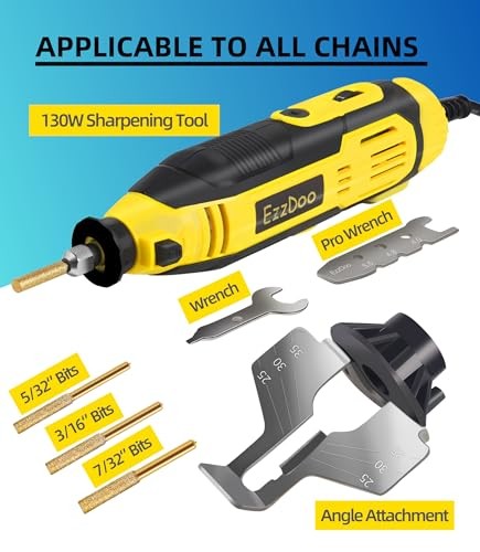 Electric Chainsaw Sharpener Kit with TITANIUM-COATED Diamond Bits - High-Speed