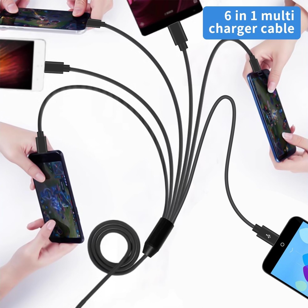 Poyiccot Micro USB Splitter Cable, Multi 6 in 1 2.0 micro usb cable 1.5ft