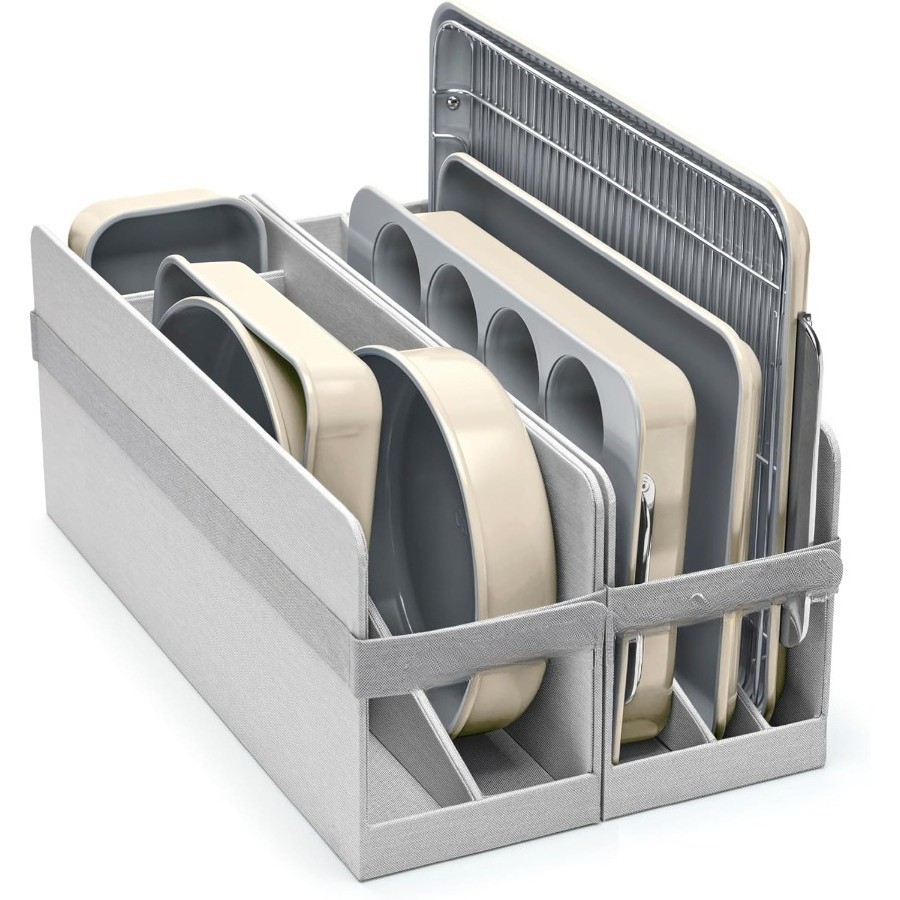 Nonstick Ceramic Bakeware Set (11 Pieces) Assorted Baking Pans Rack, & Storage