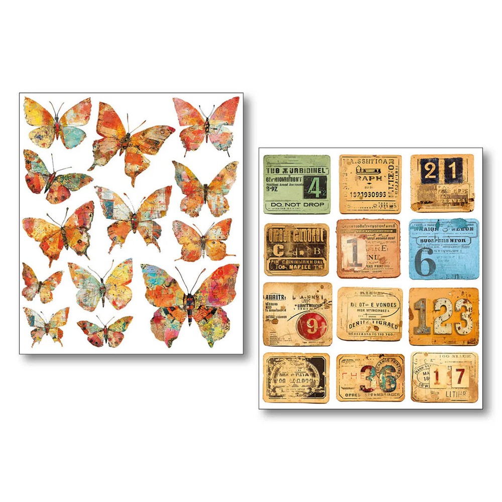 Ciao Bella Mixed Media Sticker Set 10/Pkg Grungy Tags, MB002