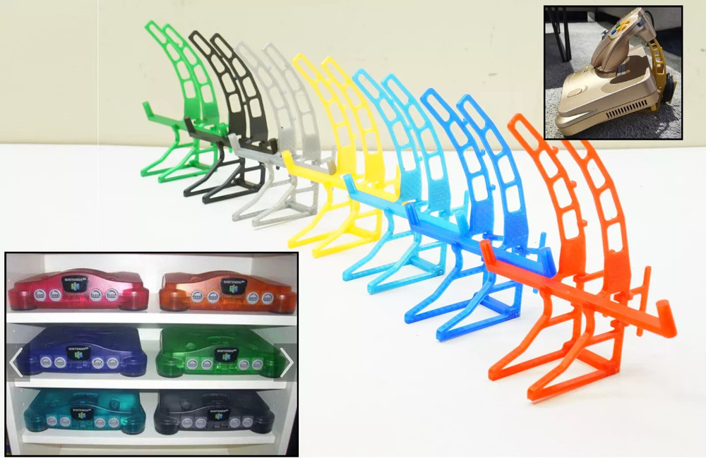 Multi-Color Console Display Stand w/ Floating Controller Mount Nintendo 64 N64