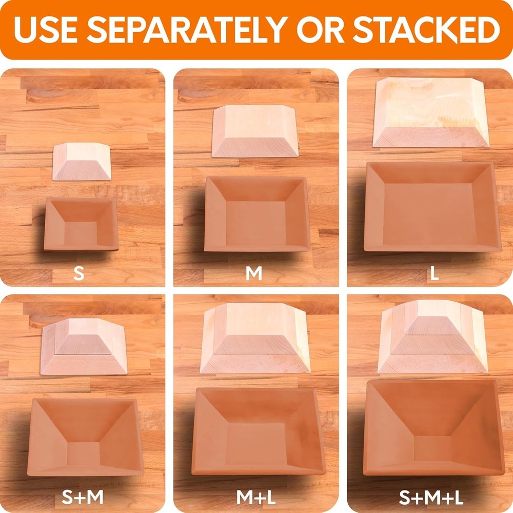 3-Pack Square Pottery Molds | Create Bowls & Plates | 4″, 6″ & 8″ Ceramic Top...