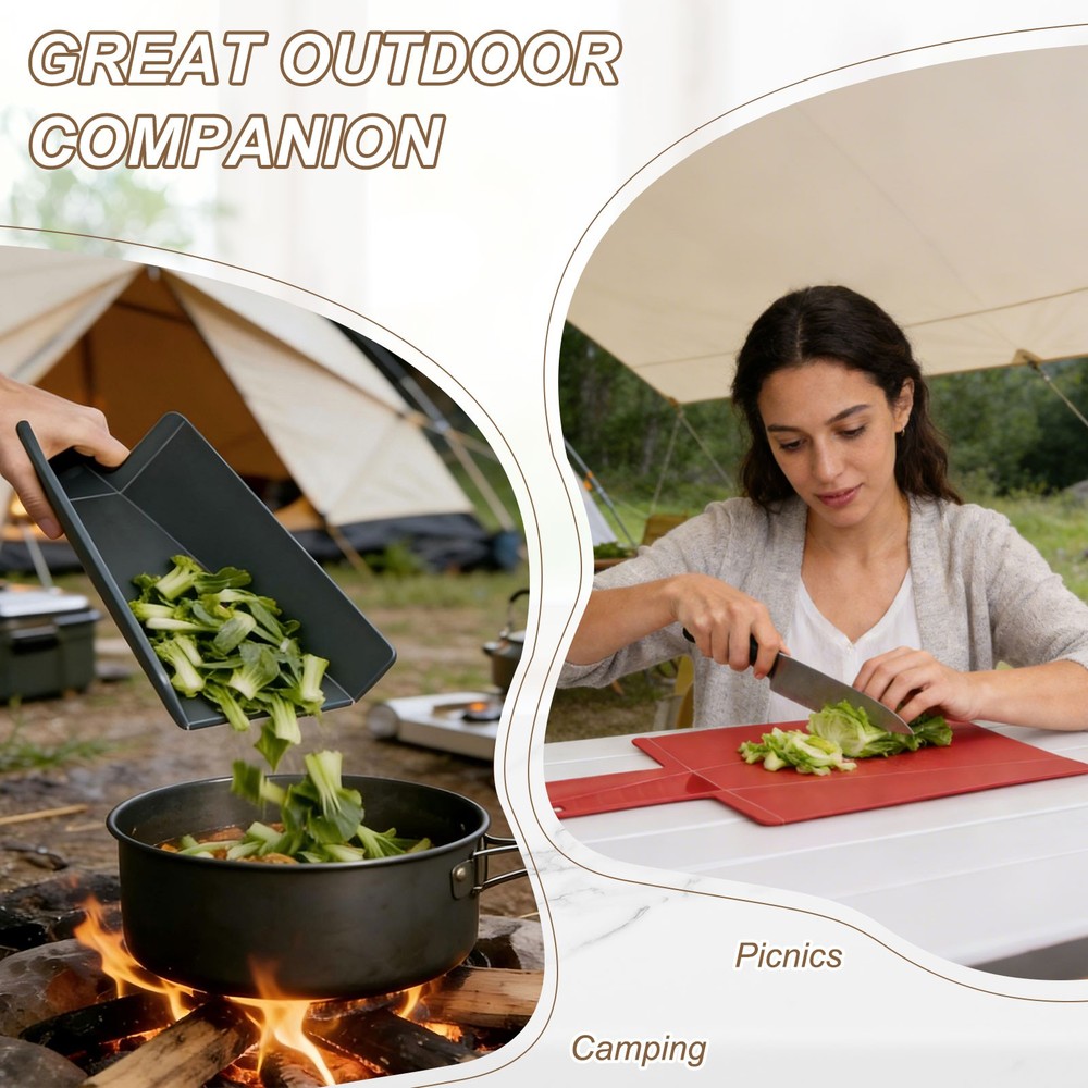 Foldable Cutting Board, 15" x 8.5" Plastic Folding Cutting Board, Brown