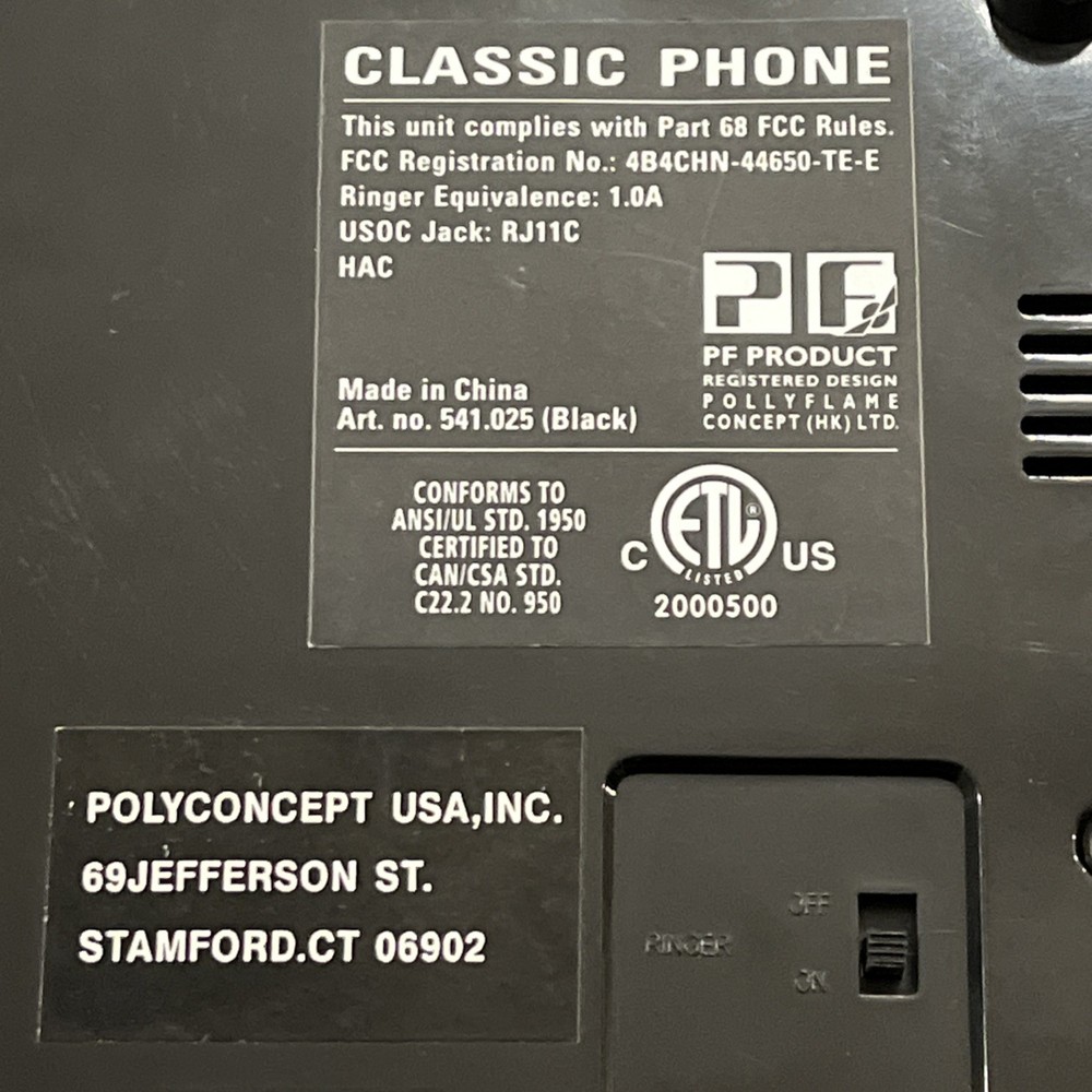 50's Style Classic Black Touch Tone Desk Phone from Polyconcept