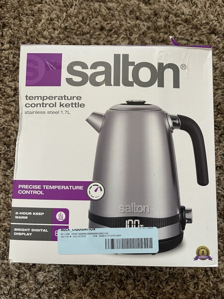 Salton Cordless Electric Stainless Steel Kettle with Variable Temperature