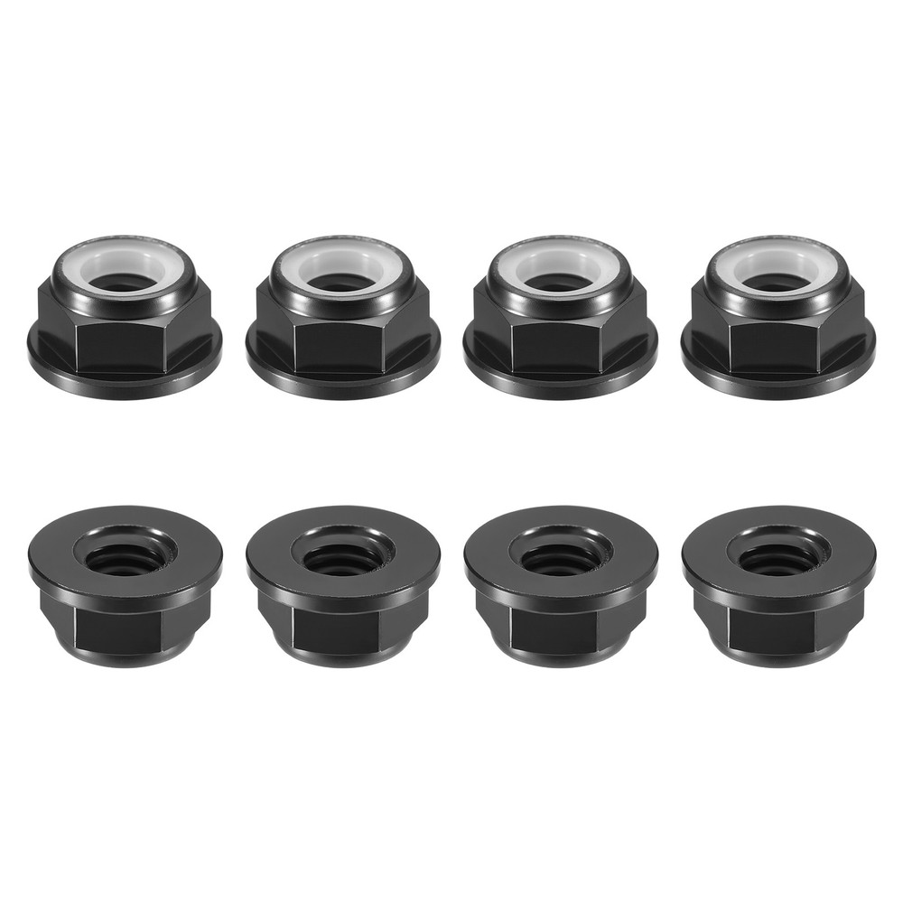 Nylon Insert Hex Lock Nuts, 8pcs - M6x1mm Self-Locking Nut(Black)