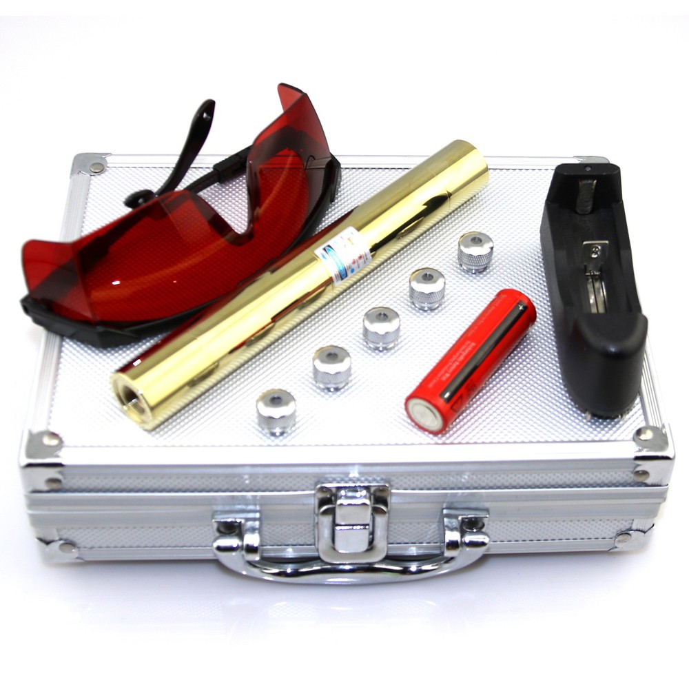 LMX5C Adjustable Focus Cyan Laser Pointer 488nm Visible Beam Light Flashligh