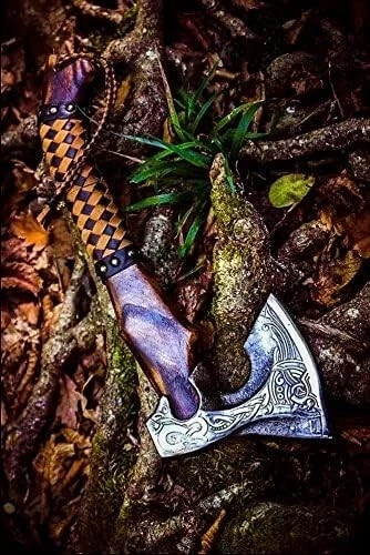 CUSTOM HAND FORGED Viking AXE VALHALLA AXE COMBAT WARRIOR AXE CAMPING AXE