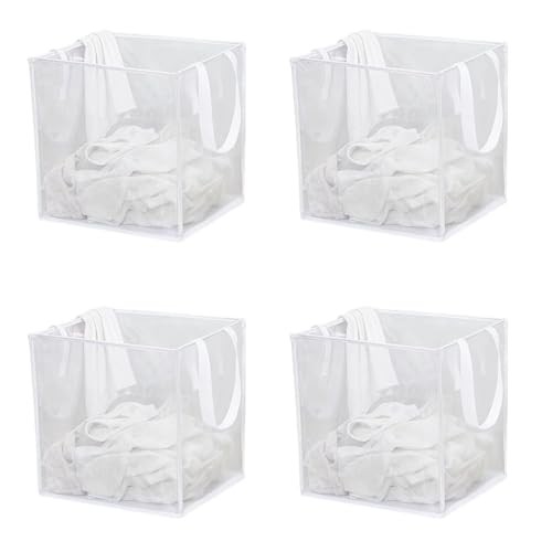 4 Pack Popup Laundry Hamper, Small Collapsible Mesh 4Pcs Single-layer White
