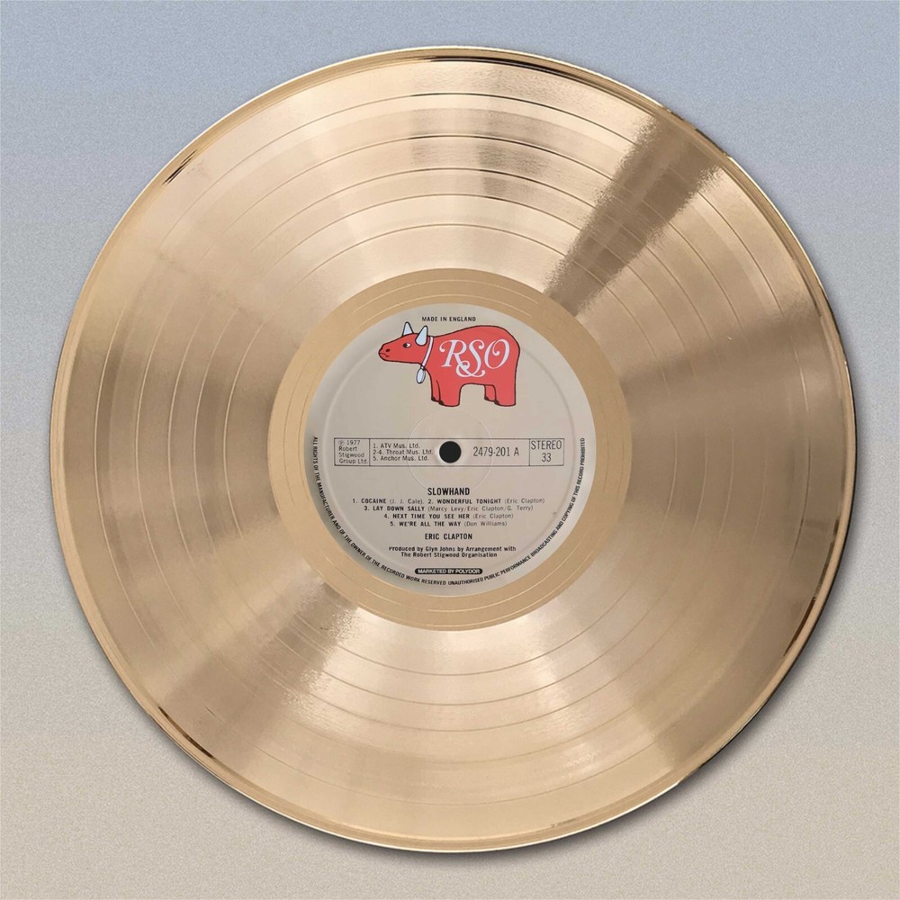 Eric Clapton "Slow Hand"  Gold LP Record wall art