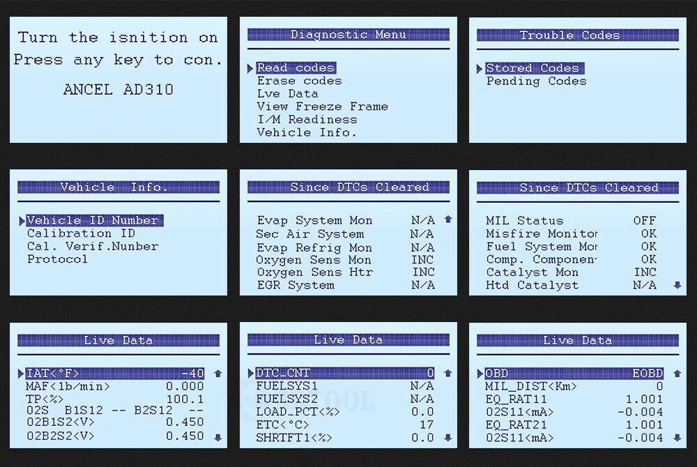Toyota Prius OBDII OBD2 Car Fault Code Service Reader Reset Scanner AD310 Tool