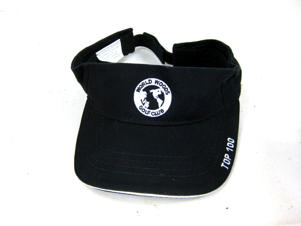World Woods Golf Course Visor Top 100 black