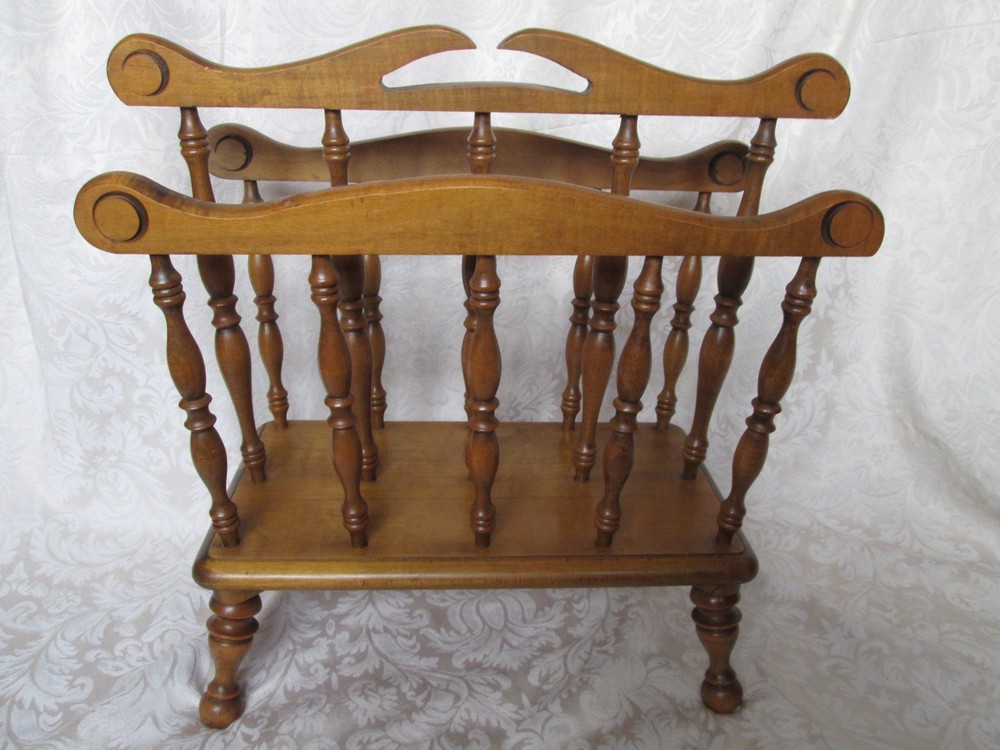 Vintage solid Maple wood magazine rack holder mid-century