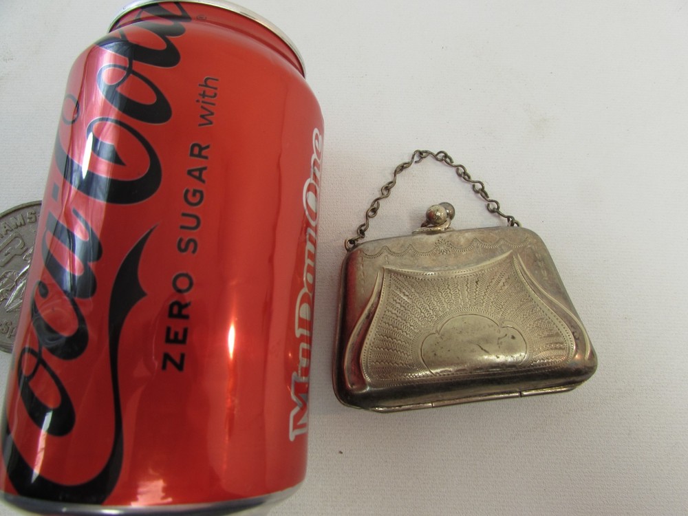 (ref288CDF) Small antique silver plated purse