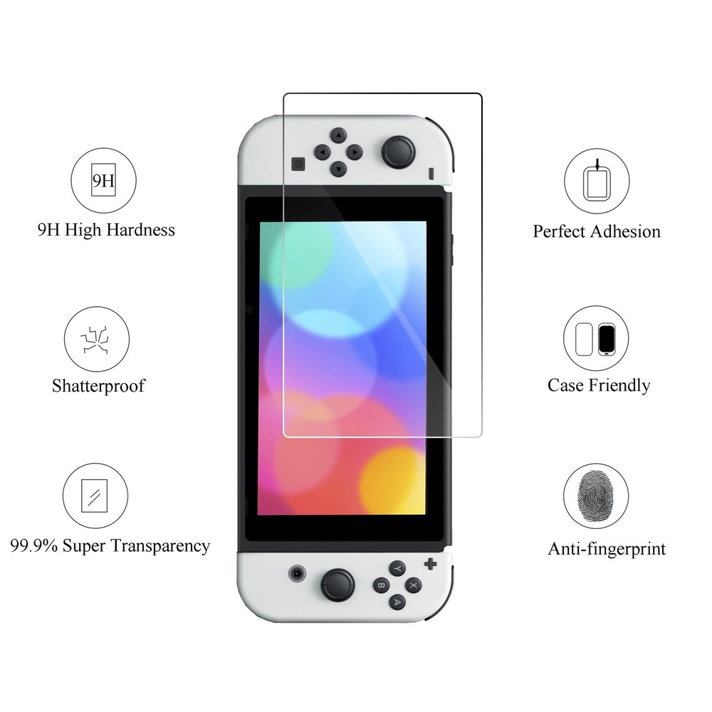 Nintendo Switch OLED 2021 Screen Protector 2 Pack 7 Inch Cristal Templado