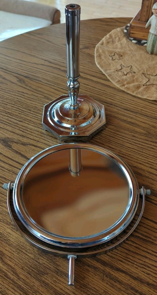 Vintage Chrome Vanity Makeup Regular & Magnifying Mirror Double Sided Table