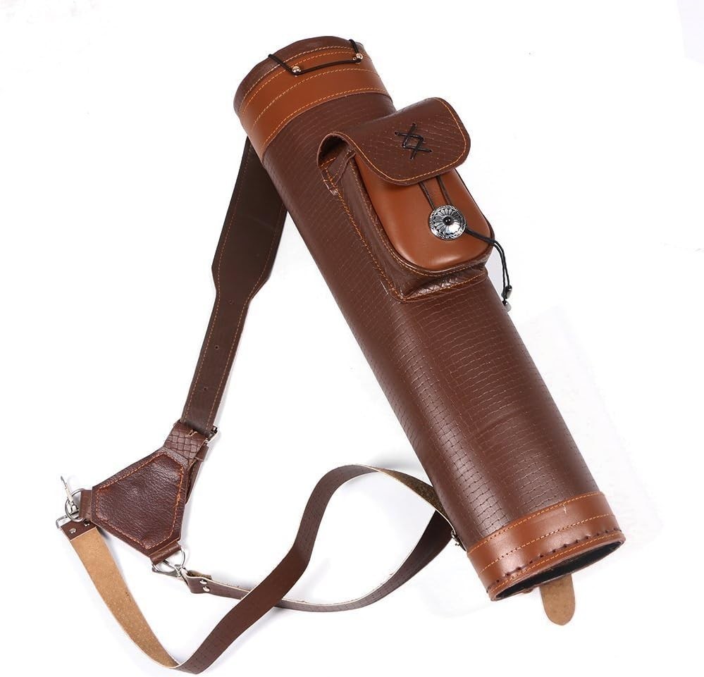 Handmade Leather Back Quiver - 50 Load Capacity, Adjustable Strap, Large Pouch
