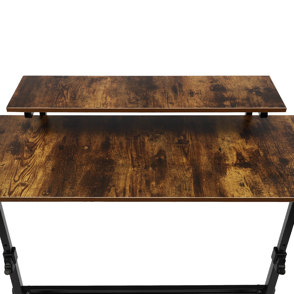 Rolling Laptop Desk Adjustable Height Computer Table Stand up Office Workstation