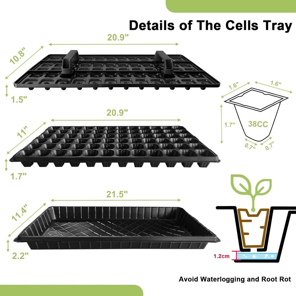 72 Cell Seed Starter Trays with Dibber – 20 Pack Reusable Seedling Trays for ...