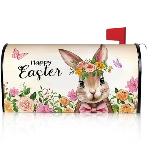 Happy Easter Mailbox Cover Magnetic Standard Size 21" x 18", Spring Easter