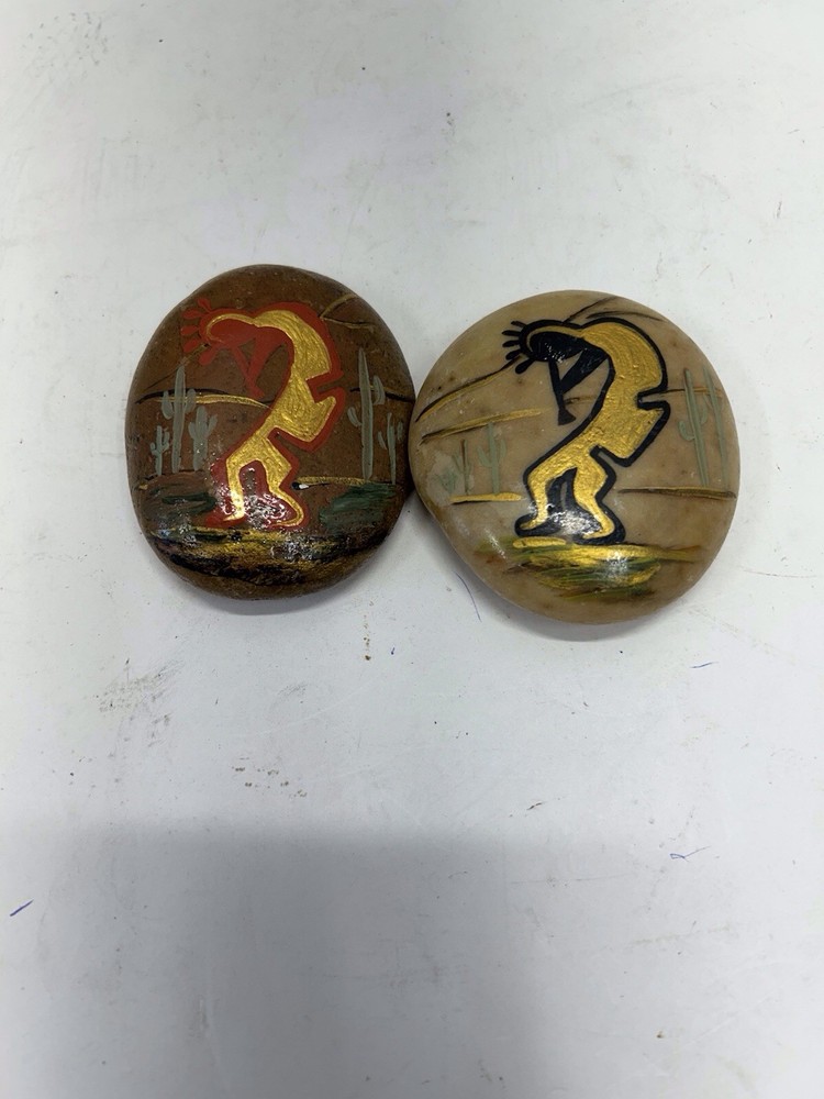 2 Hand Painted Kokopelli Rocks Painted By R