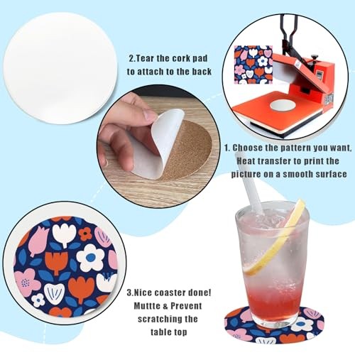 Sublimation Ceramic Coasters,Sublimation Blanks Bulk Round Drinks Coffee 24PCS