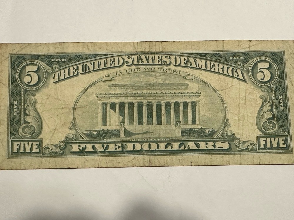 1963 $5 Dollar Red Seal Note D124