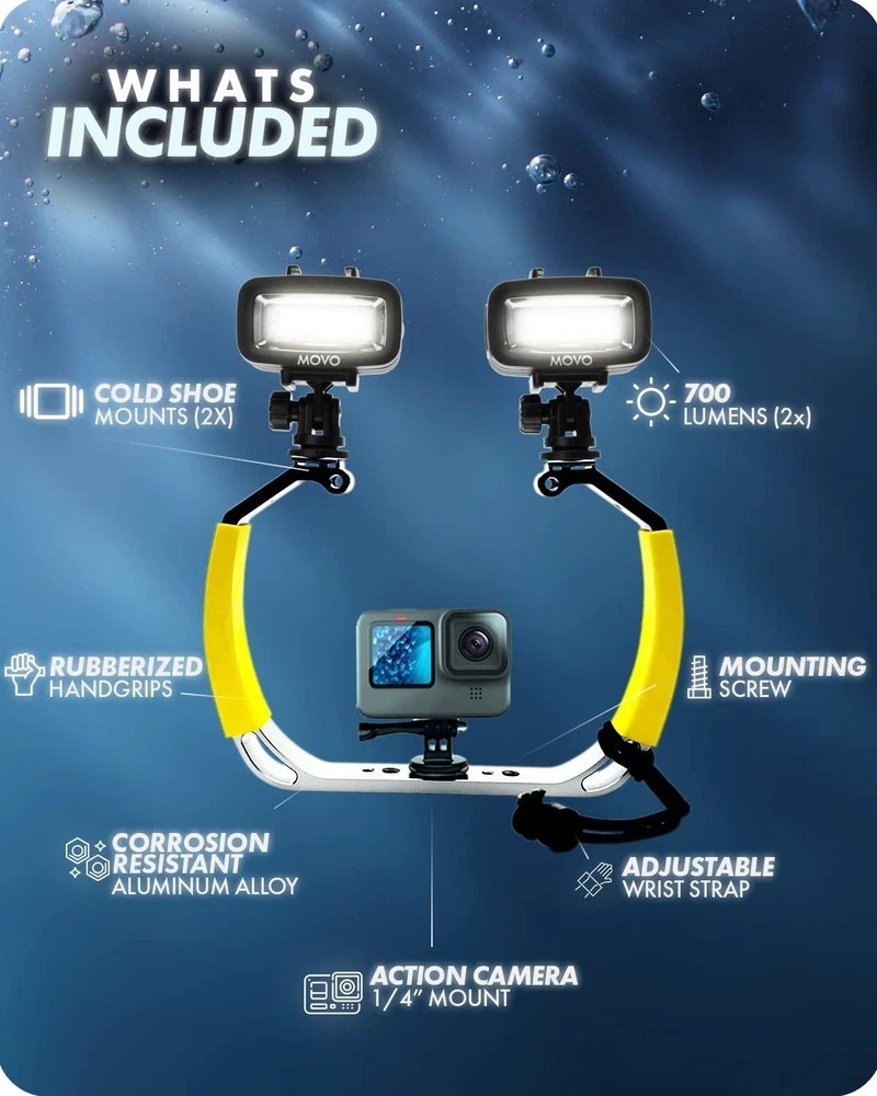 DiveRig1 XL Diving Rig Bundle with Waterproof LED Lights - Compatible with Go...