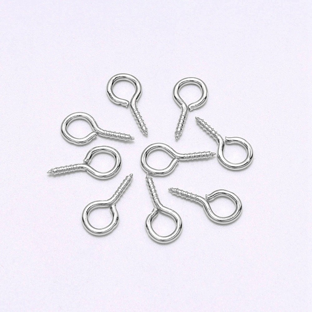 500 Pcs Small Screw Eye Pins Bails 8X4mm Half Drilled Hooks With Container Box