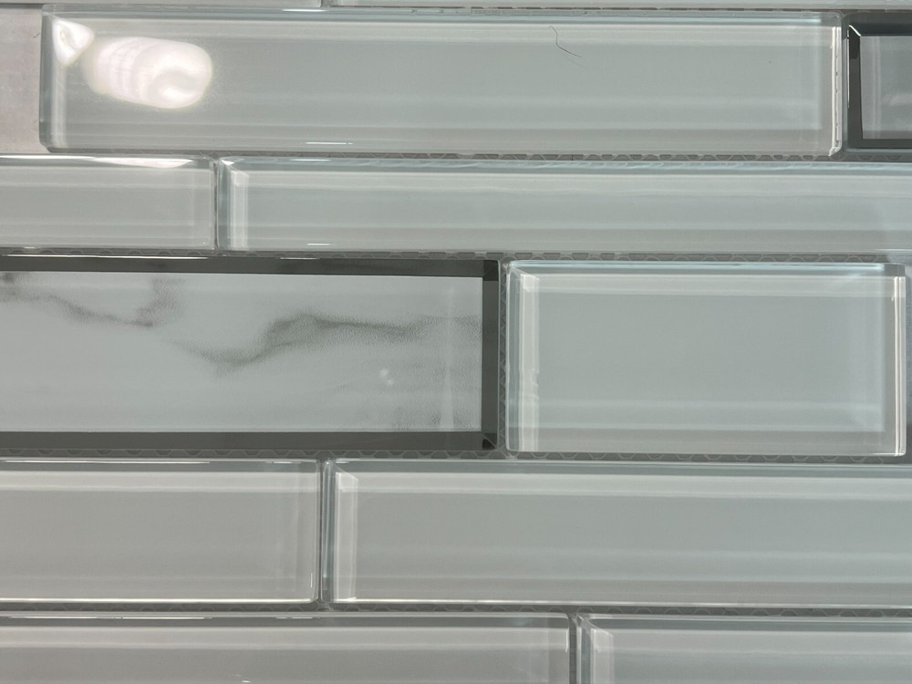 NY101 White Glass Rectangle Mosaic Tile Kitchen Bathroom Backsplash, 7 sheets