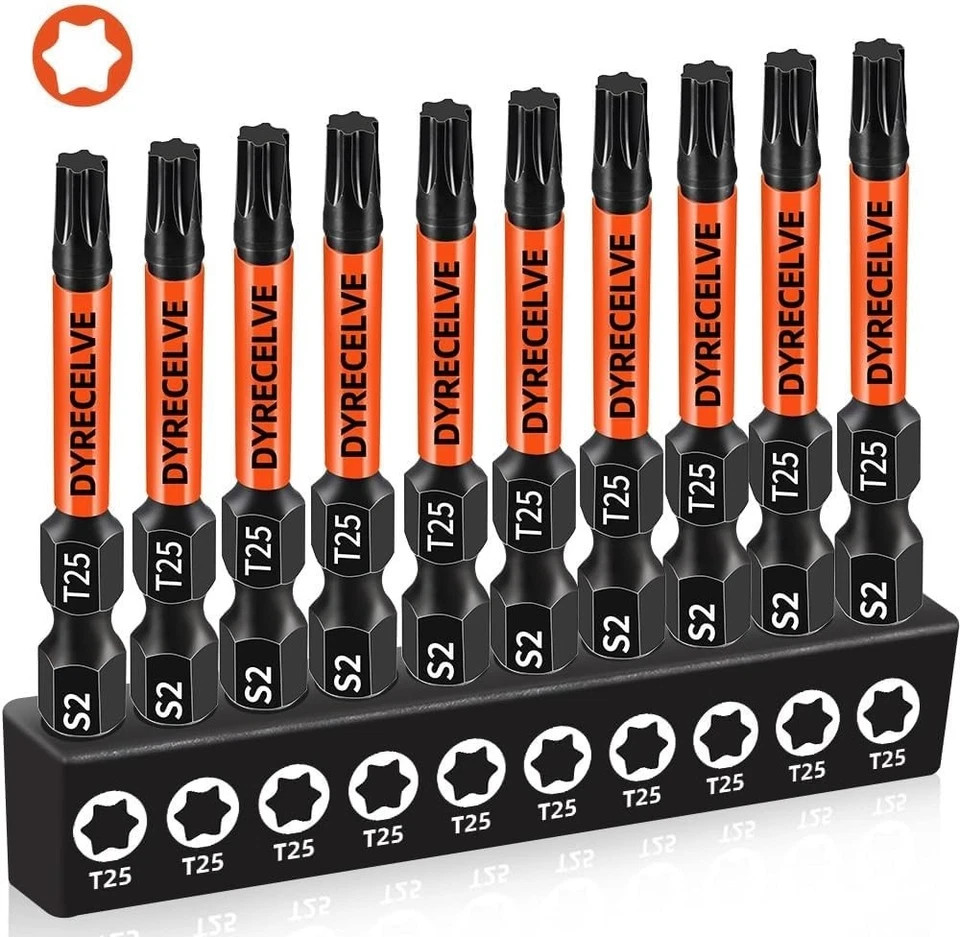 10-Pack T20/T25 Torx Bits for Impact Driver Torx Bit Set 2''Long Profession Star