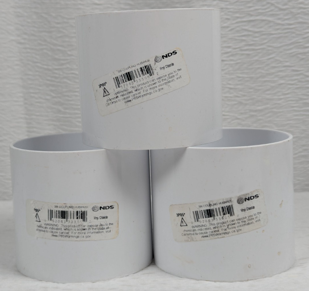 NDS 3P05 - PVC S&D Coupling - 3-Inch - White - 3 Pack