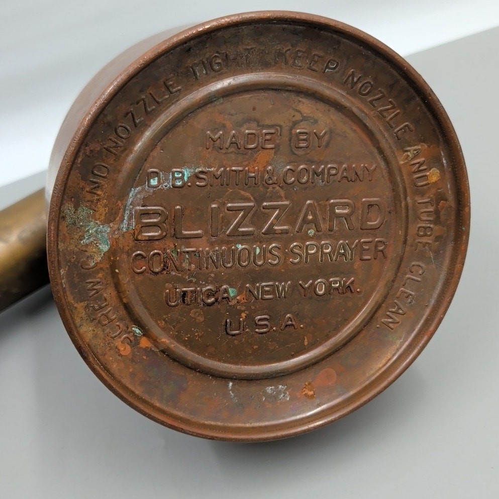 Antique - DB Smith Co. BLIZZARD continuous Bug sprayer Utica NY Copper Tank