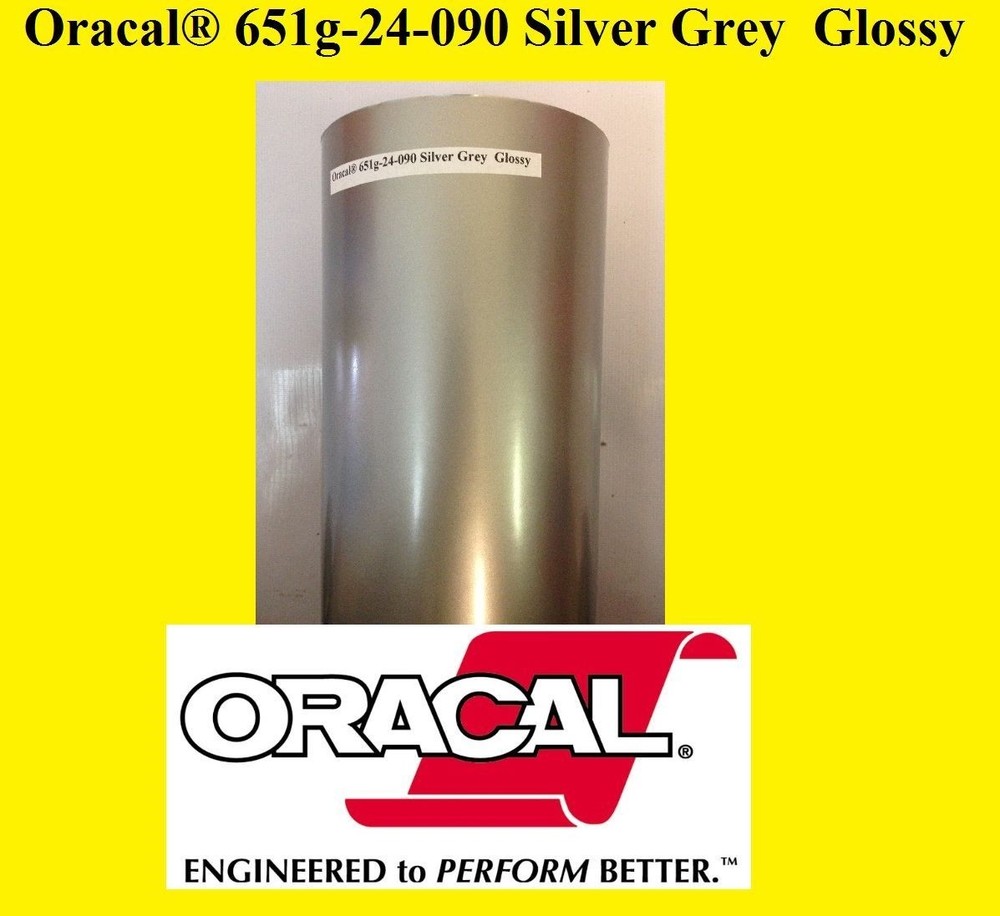 12" x 10 FT Roll Silver Grey Glossy Oracal 651 Adhesive Cutter Plotter Sign 090
