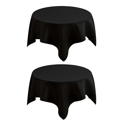 2 Pack Small Square Table Cloth Washable Fabric Tablecloth 36X36 Inch Black