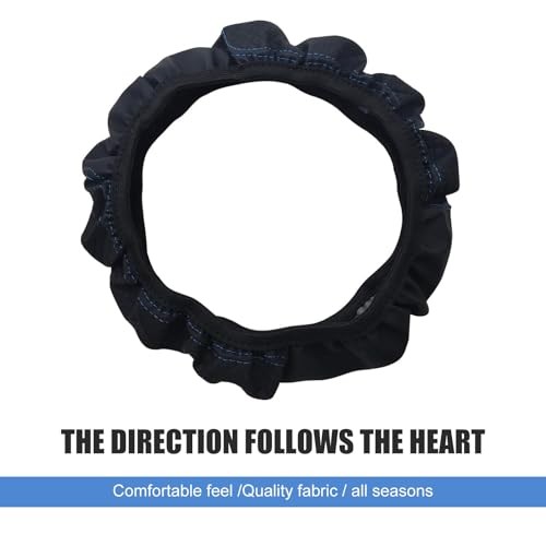 Steering Wheel Cover, Soft Microfiber Leather Double Circle 1 PC Black & Blue