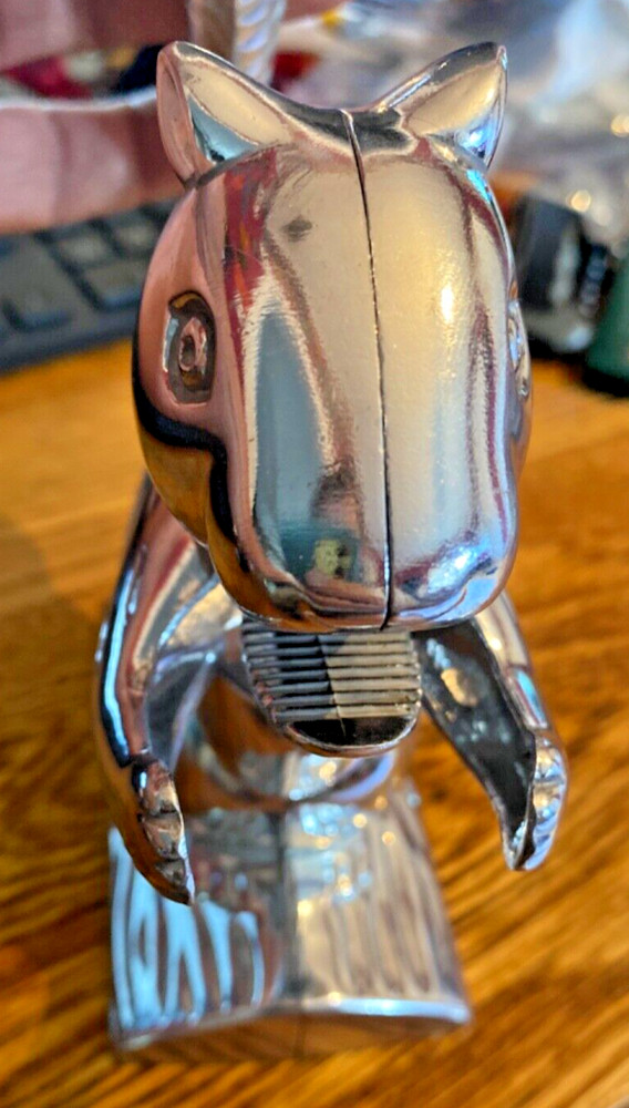 Vintage Squirrel Nutcracker Metal 6" Tall 8" Long, WORKS GREAT.