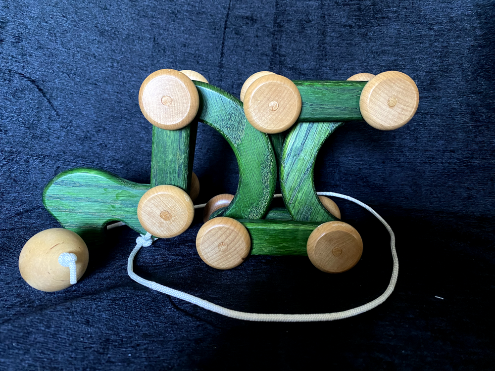 Hand-crafted wooden Nessie Pull Toy 19 1/2"