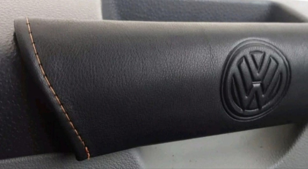 T5 & T5.1 Leather Inner Door Pull Handle Cover with ORANGE stitch.