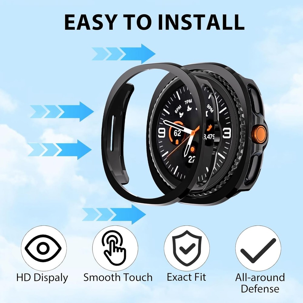 8+8 Pack Waterproof Screen Protector Case for 46mm Samsung Galaxy Watch 8 Classi