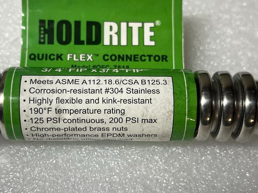 Quick Flex Water Heater Connector Stainless Steel Supply Line Hose 3/4" x 18"