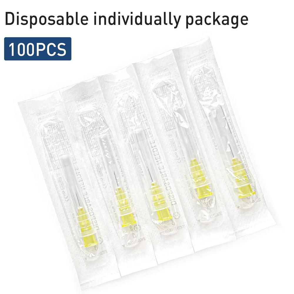 100PCS 30Ga 1/2 Inch Needles Lab Accessories, Refilling Inks,Individually Packag