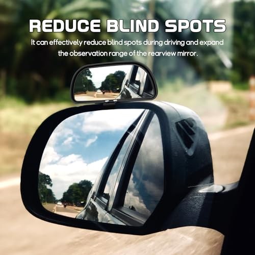 2PCS Car Blind Spot Mirror, Rectangular HD Glass Blind Spot Screw-on, Black